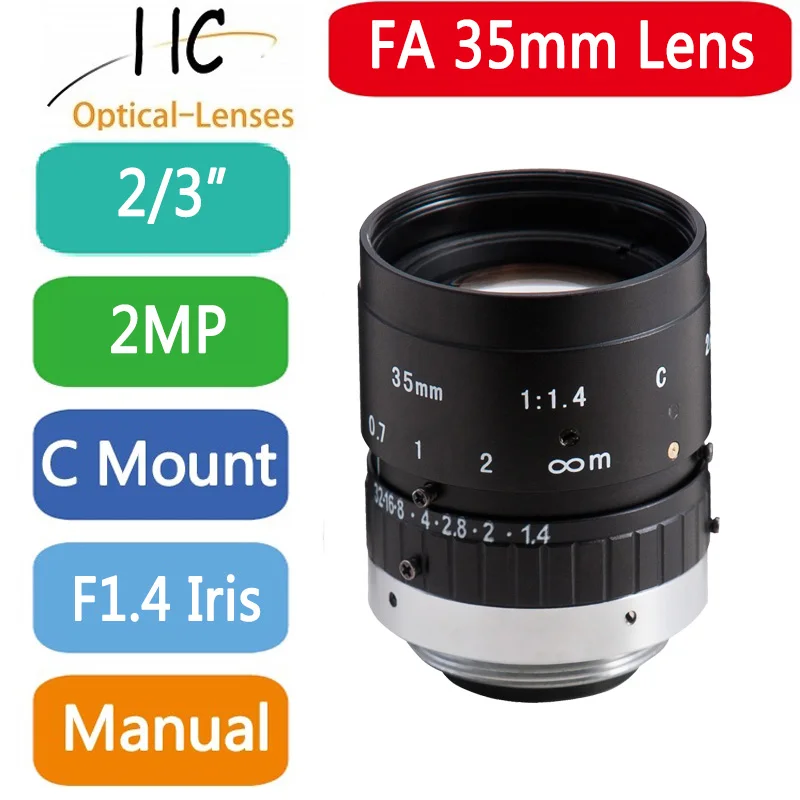 

3514 мм 2,0 мегапикселя C-Mount 35 мм 2/3 дюйма FA/объективы машинного зрения с фиксированным фокусным расстоянием Объектив промышленной камеры
