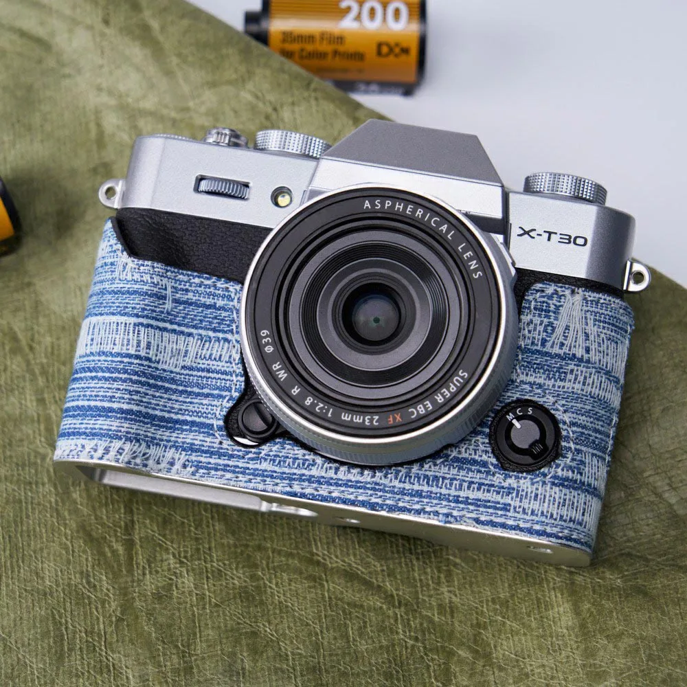 

XT30III Винтажный джинсовый чехол для камеры, защитная пленка для камеры Fujifilm X-T30 X-T30II X-T30III с металлическим основанием