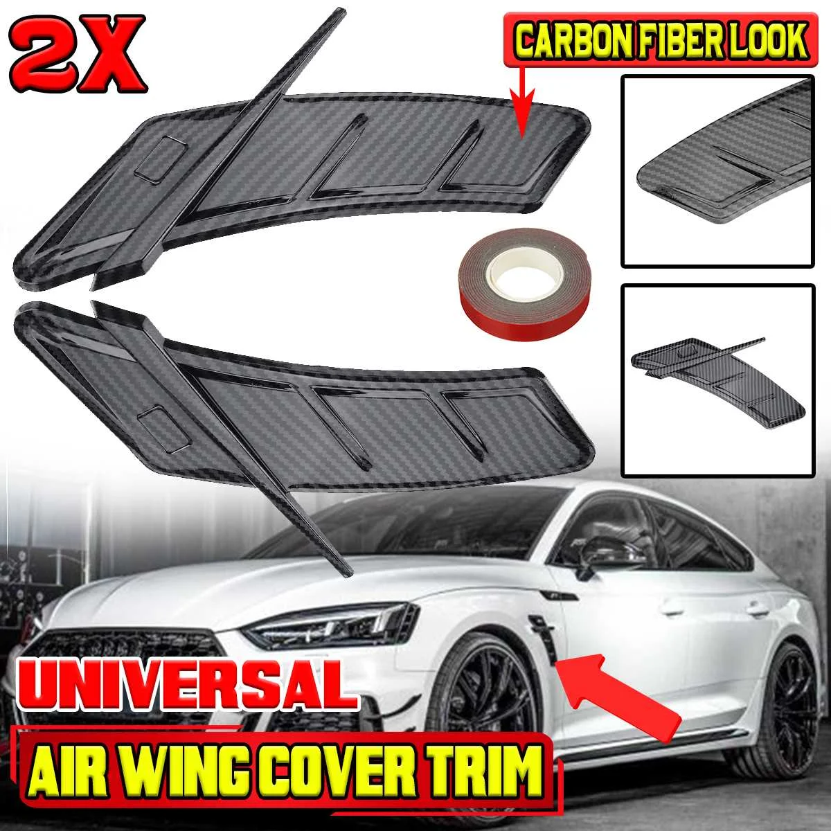 

2PCS Car Side Fender Vent Air Wing Cover Trim Fender Decoration Air Intake For AUDI A3 A4 A5 RS5 RS6 RS7 S3 S4 TT