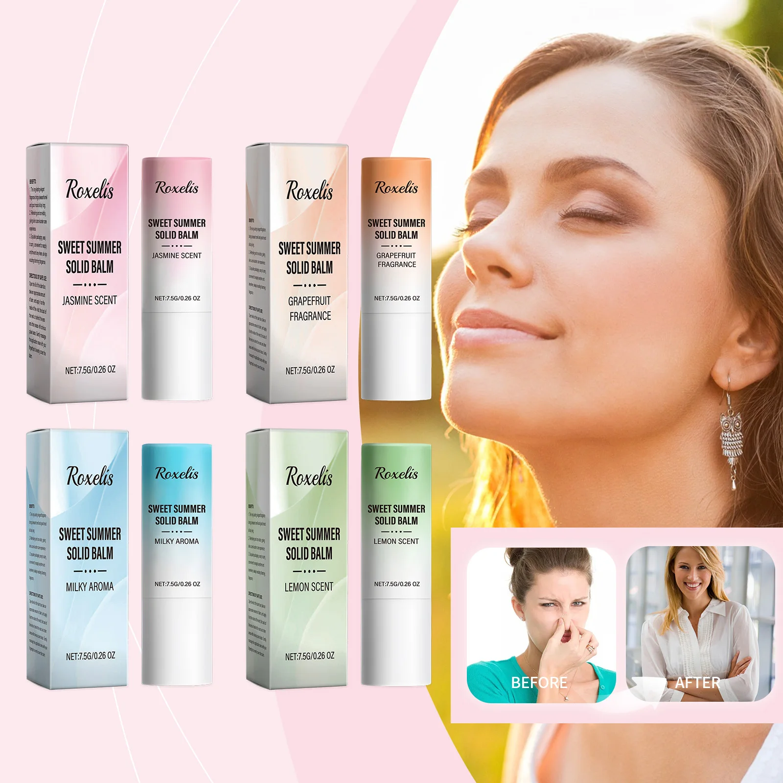 Roxelis Sweet Summer Solid Balm Series Fresh and Elegant Staying Scent for Glamour Portable Care Solid Balm