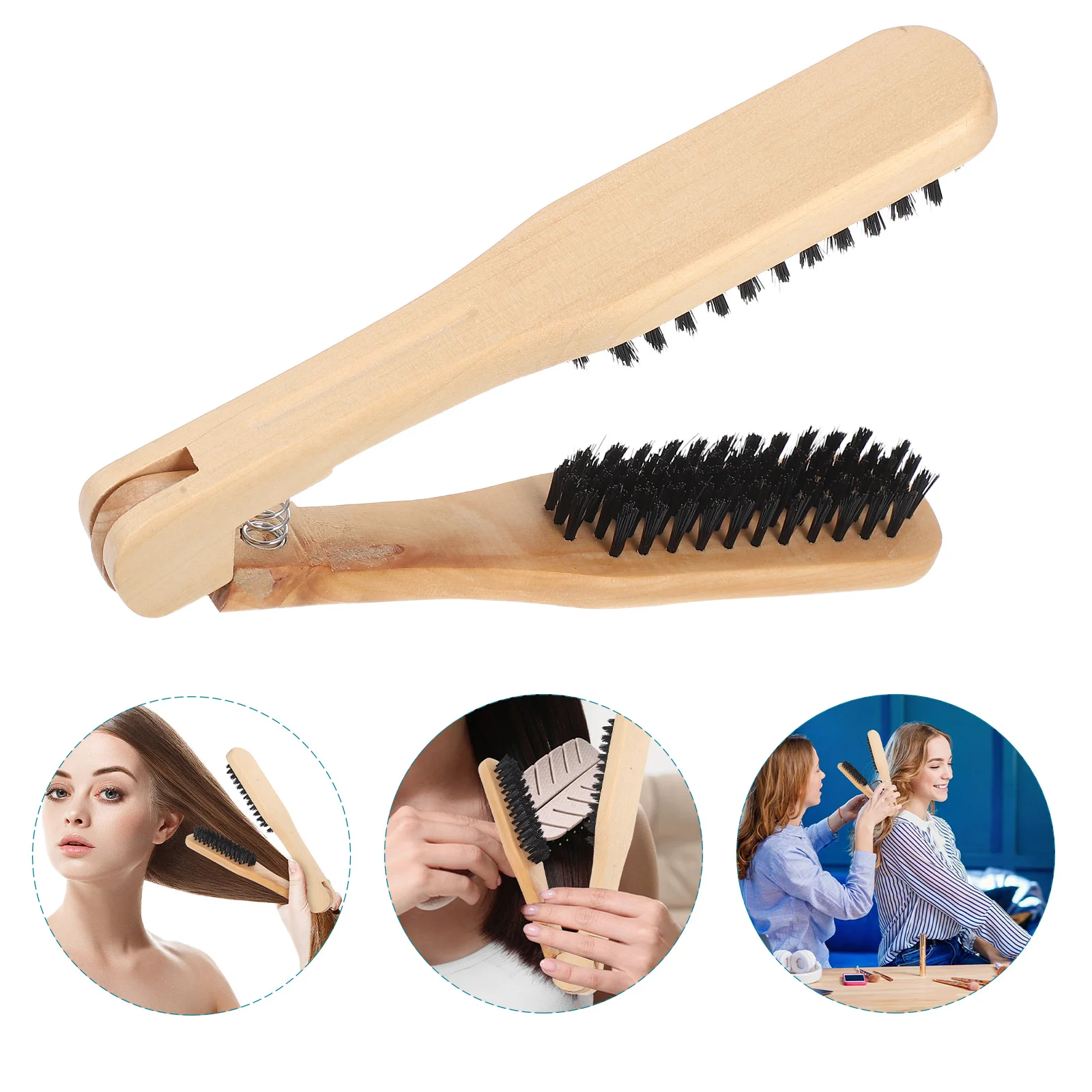 

Wooden Hair Straightener Brush Bristle Comb Tool Volumizer Extension Slicker Smooth Blowdry Modeling Travel