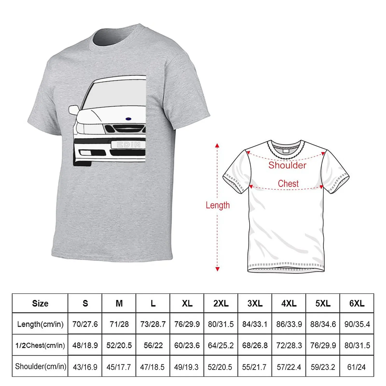 Saab 9-5 1997-2001 pre-facelift white color T-Shirt summer tops sports fan t-shirts tees man clothes Men's cotton t-shirt