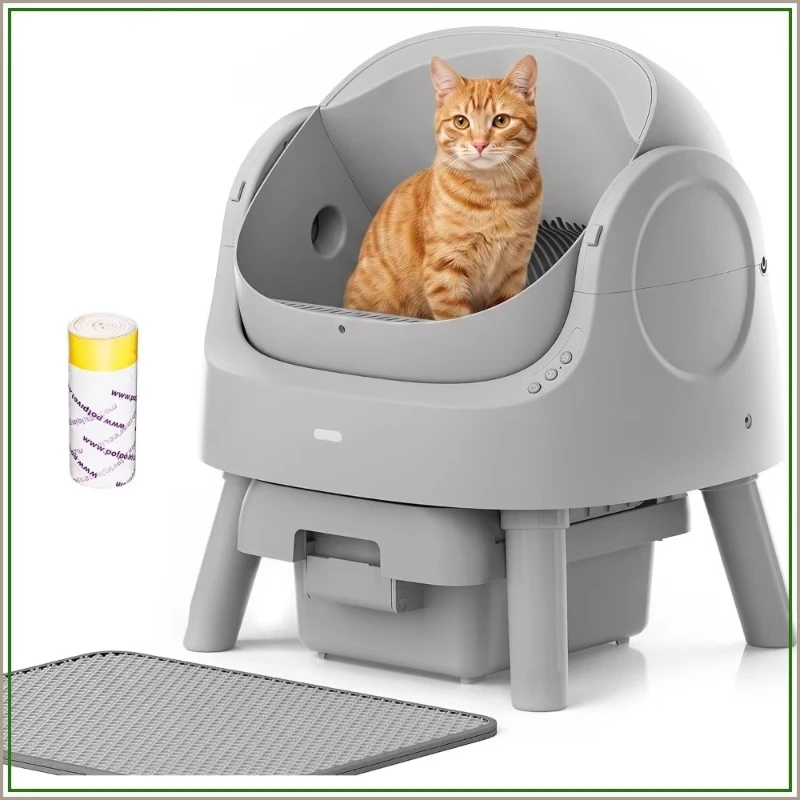 Automatic Self-Cleaning Cat Litter Box, Open Top Design with Infrared Safety Sensor, Smart Pet Toilet for Multi-Cat Household