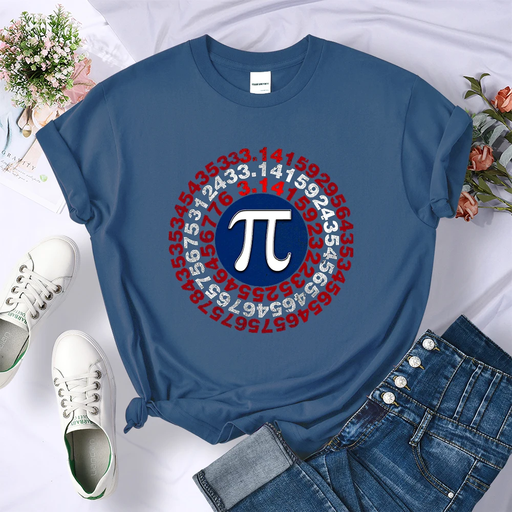 Funny Pi Π Spiral Mathematics Geometry Women T-Shirt Fashion Casual Tshirts Street Breathable Tee Shirt Hip Hop Summer T Shirts