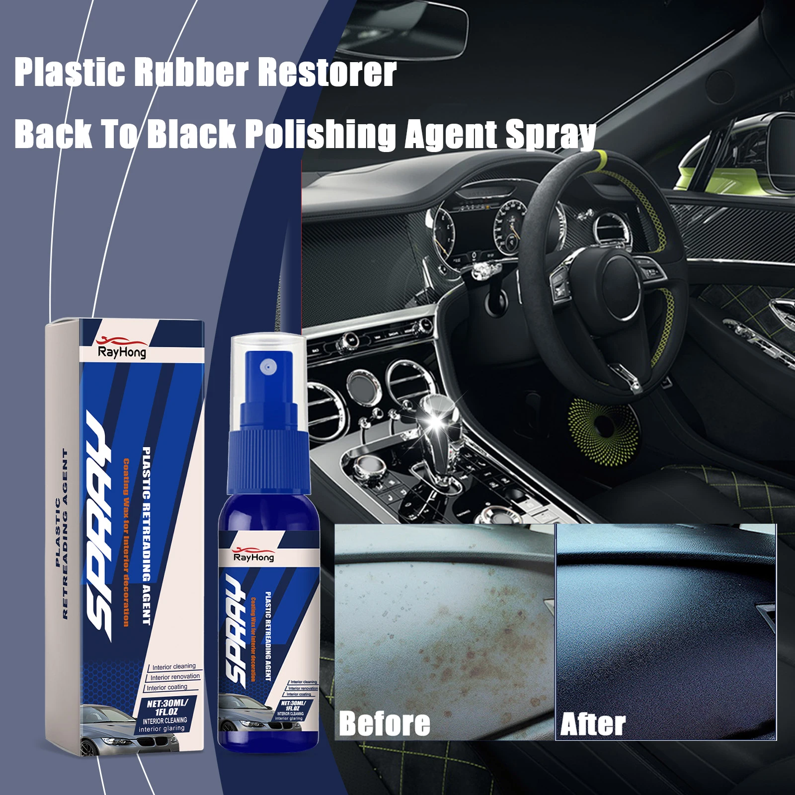 Plastic Restore Revitalizer Plastic Renovator Longlasting Coating For Car Rubbers Refurbish Clean Gloss Black Shiny