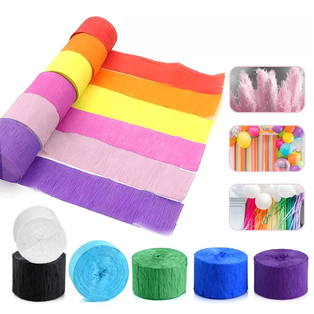1pc Rainbows Crepe Paper Streamers for Wedding Birthday Party Backdrop Decoration Colorful Paper Crepe Garland Ribbon Decor