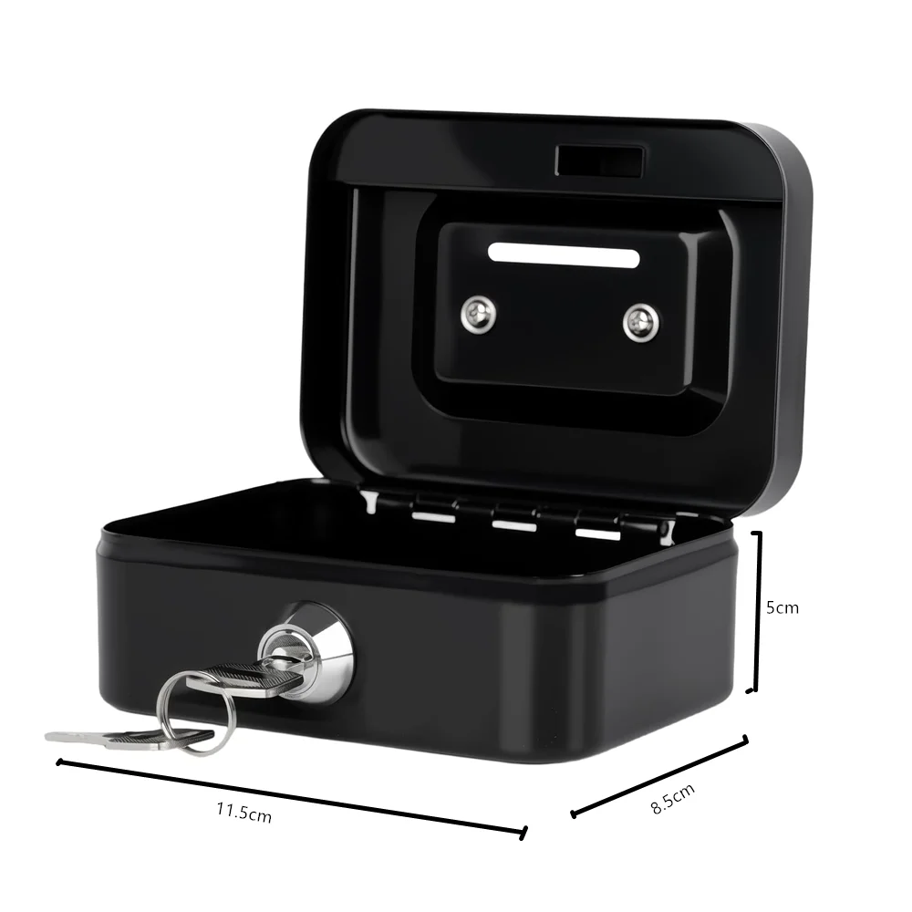 Mini Cash Box with Slot Small Cash Box with Money Tray and Key Lock, Metal Lock Box Small Size