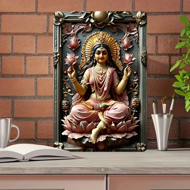 

Goddess Lakshmi Themed Aluminum Metal Sign To Decorate Wall Art, Wall, Room, Home Decoration, 7.9x11.8"/11.8x17.7, 1pc