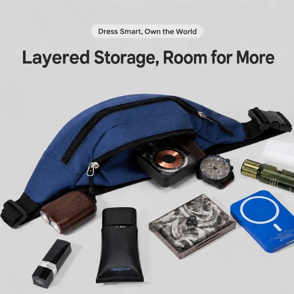 Sporty Oxford Cloth Waist Pack Half Moon Shape Breathable Belt Bag Coin Pocket Phone Pouch Sling Bag Unisex