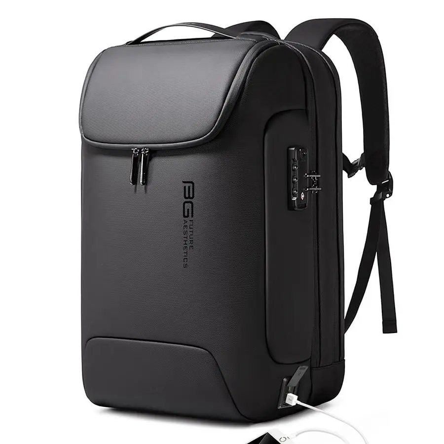 Ransel Anti Maling Pria, Ransel Perjalanan Modis Tahan Air, Ransel Teknologi Tinggi dengan Port Pengisian USB3.0, Ransel Laptop Bisnis