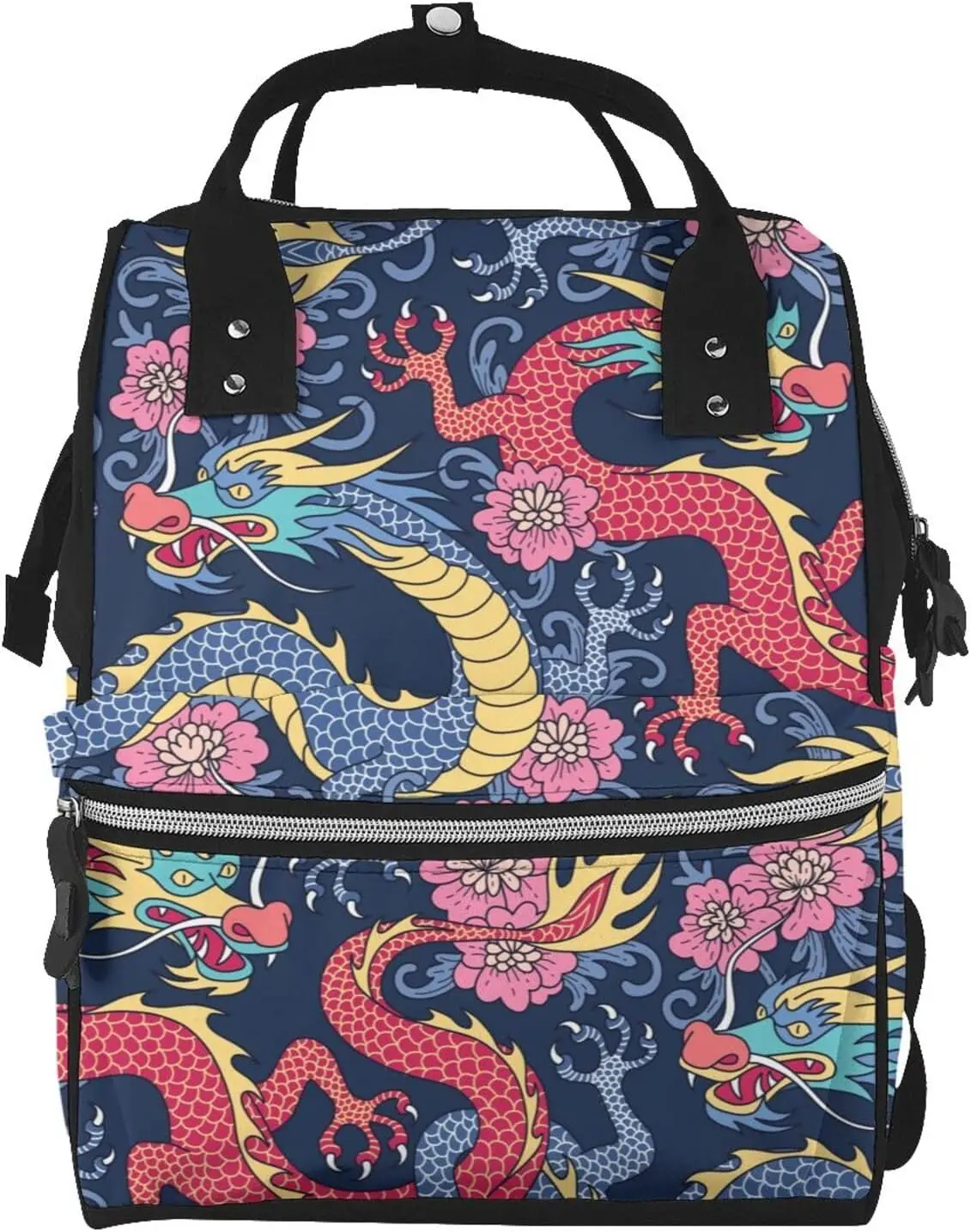 

Vintage Dragon Diaper Bag Backpack for Women Large Capacity Nappy Bag Multifunction Waterproof Mummy Backpacks for Mom Dad Essen