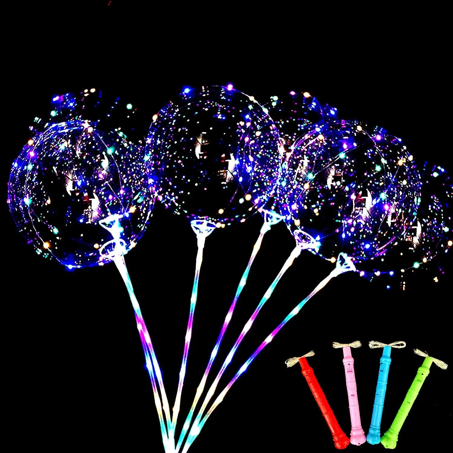 

10Pack LED BoBo Balloons Light with Sticks 3 Levels Flashing Handle Bobo Ball Handle for Decoration Wedding Birthday Christmas