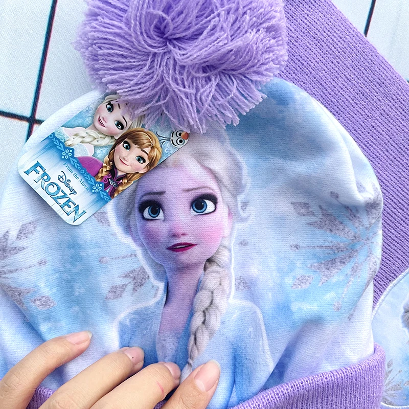 Children's Hat New Fall Winter ELSA Cartoon Hat Scarf Gloves 3pcs Kids Toddler Girl Hat and Scarf Set Outdoor Accessories