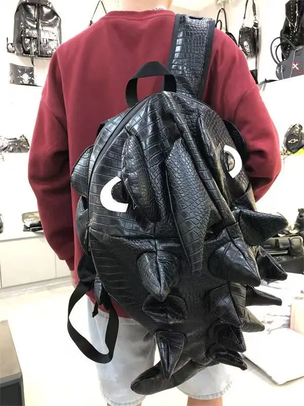 

2026 New Fashion Punk Men Women Backpacks Pu Leather Unisex Student School Bag Female Males Serpentine Lizard Style Travel Bags