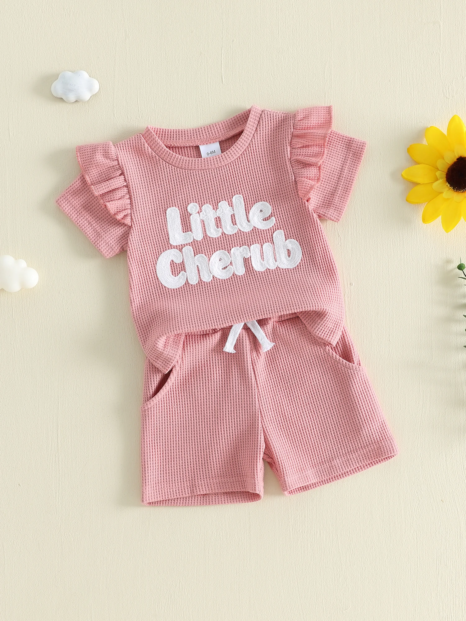 

Adorable Baby Girl Floral Print Ruffle Sleeve T-shirt and Shorts Set Cute Summer Outfit for Toddler Girls 2 Piece Clothing Set