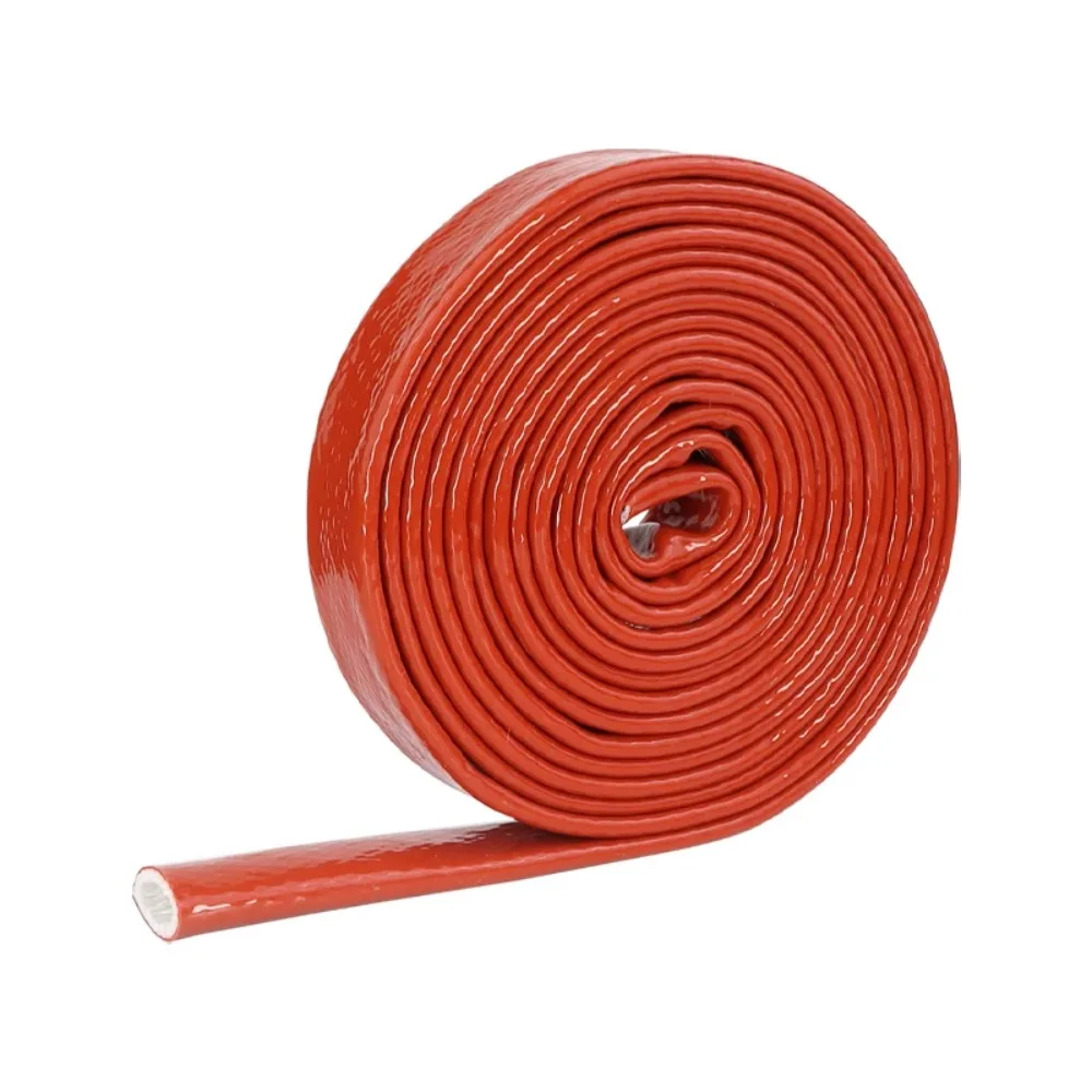 1M Silicone Coated Insulation Heat Shielded Heat Protection Thicken Fire Thermo Armor Tube Fiberglass Fireproof Sleeveing