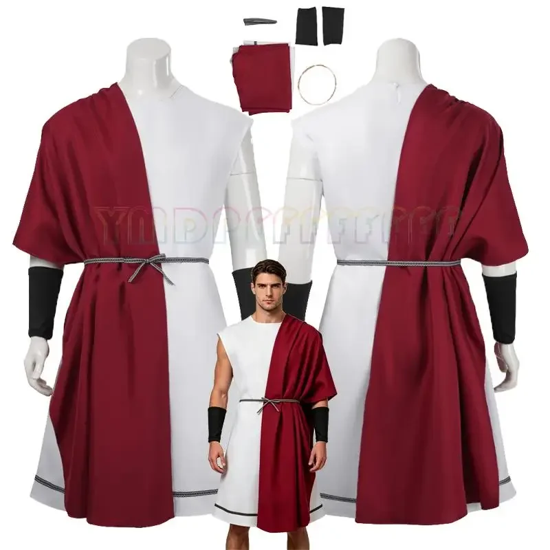 Retro medieval Roman soldiers role-playing adult group women men Halloween carnival dress up ancient Greek Roman gladiator costu