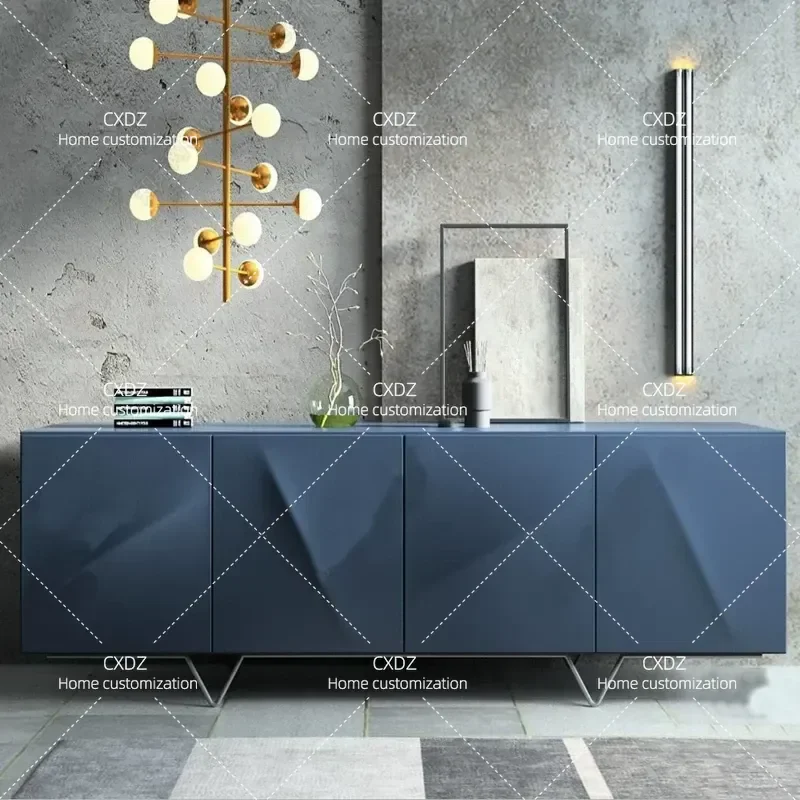 Blue Paint Dining Side Cabinet Creative Art Entrance Storage Modern Simple Cupboard Tea Cabinet Locker for Bags