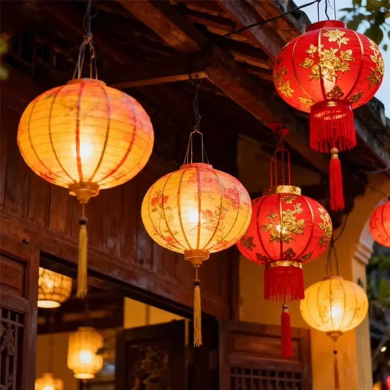 Outdoor Halloween Graduation Christmas Decoration Stainless Steel Garden Lantern Silk Cloth Energy Saving Light Waterproof