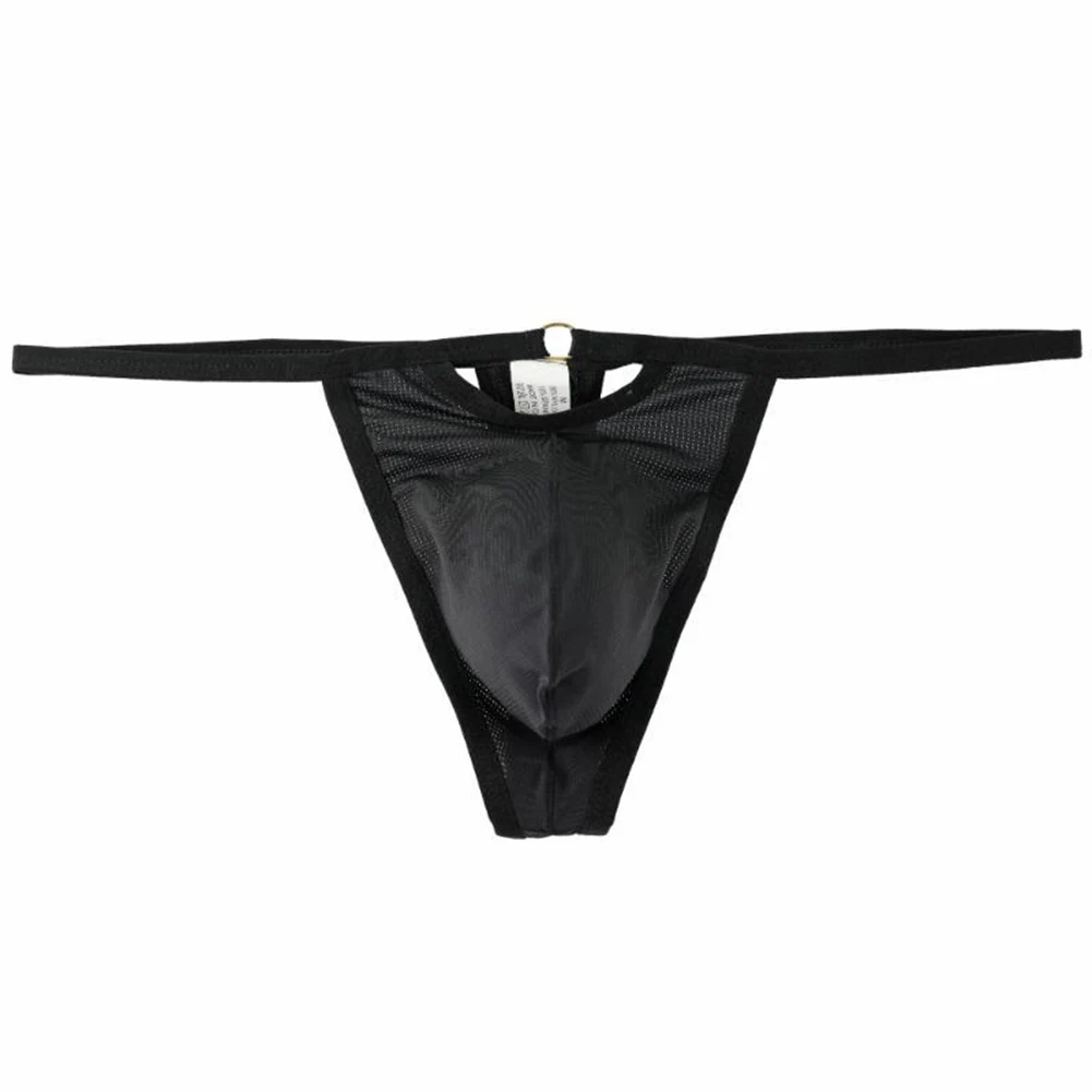 S-XL Size Men Low Rise Underpants Thongs T-back Soft Breathable Solid Color Hollow Out Bulge Pouch Panties G-strings