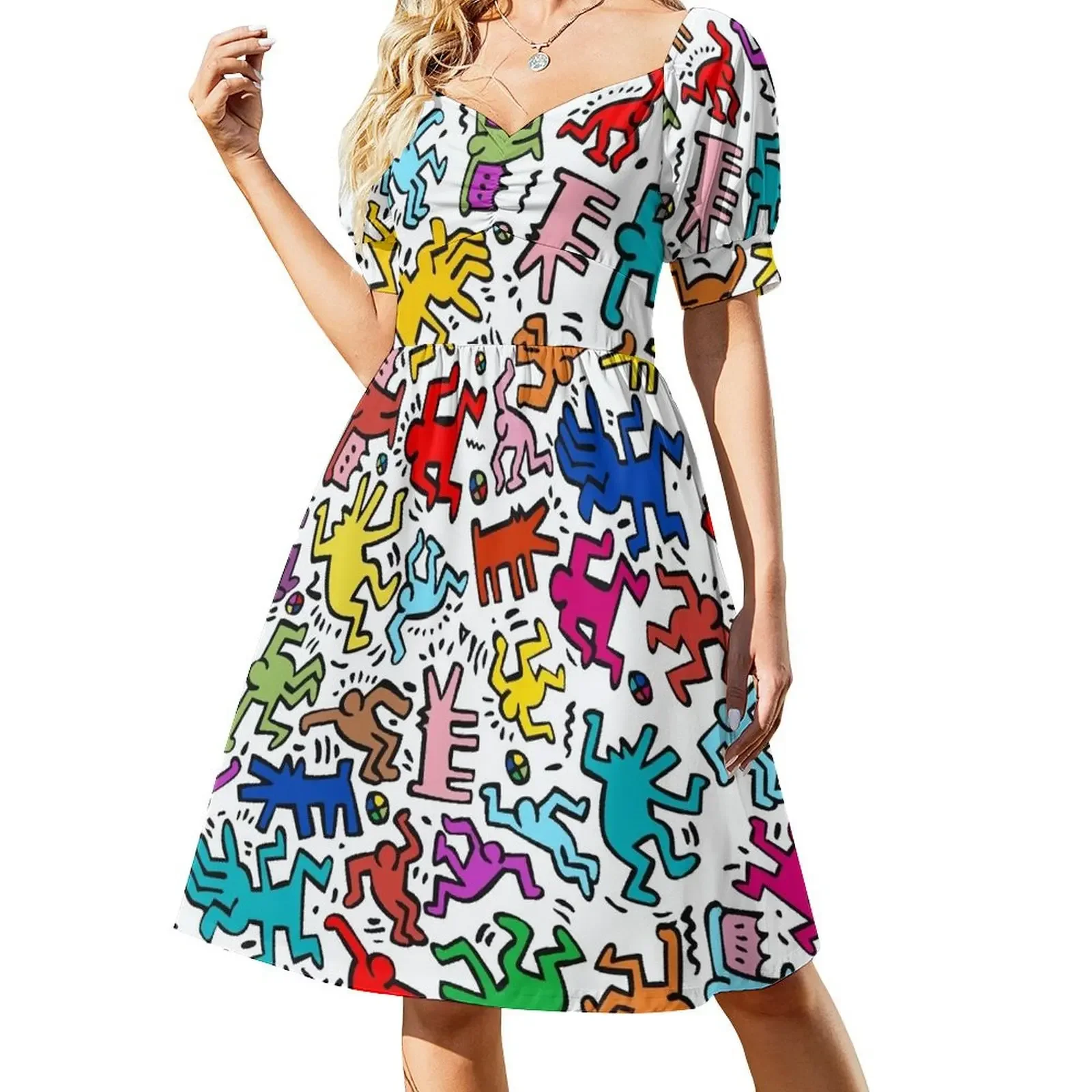 Pattern Homage Haring Short-Sleeved Dress wedding guest dress 2025 dress korean style