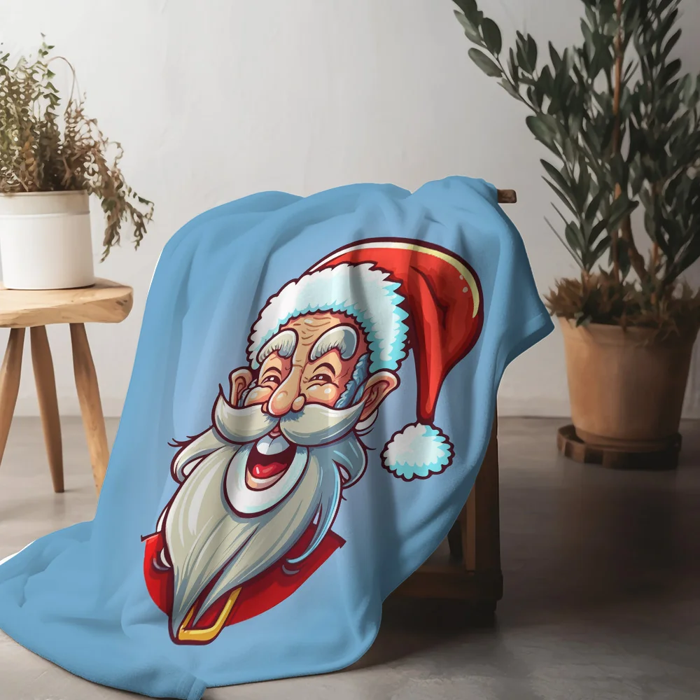 TU Fluffy Throw Blanket Cozy Sherpa Fleece Warm Soft Home Decor Gift Christmas Santa Claus Pattern Novelty Cute Dorm Bedding