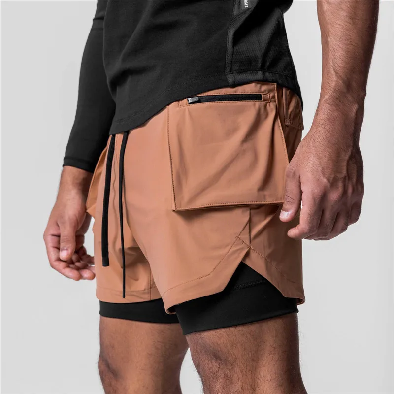 New Running Breathable Shorts Men 2 In 1 Double-deck Quick Dry GYM Sport Shorts Fitness Jogging Workout Shorts Men Casual Shorts