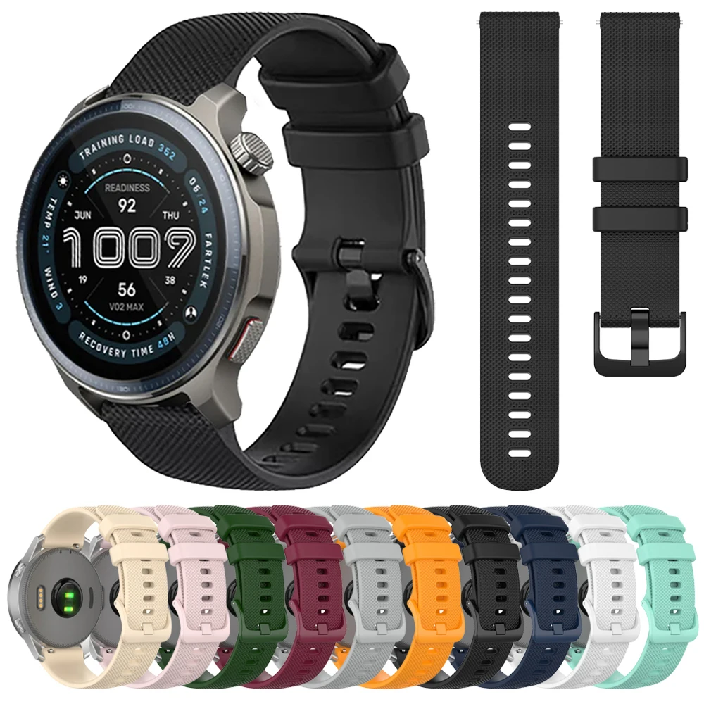 20mm 22mm Sport Silicone Strap For Amazfit Balance 2/GTR 3 Pro/GTR 47mm/GTS 4 2 mini/Active 2/Bip 6/Stratos 3 WatchBand Bracelet