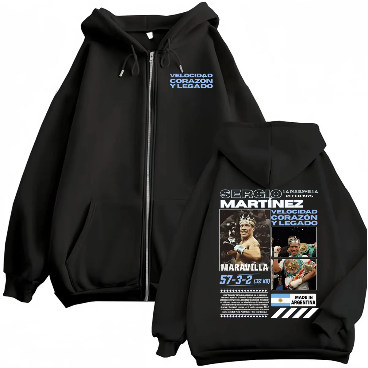 Limited Maravilla Sergio Martinez Zip Up Hoodies Men's Fashion Vintage Sweatshirt Jacket Coats High Quality Casual Zipper Hoodie