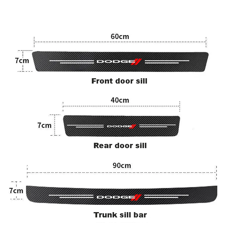 Car Door Sill Protector Carbon Fiber Threshold Decals Rear Bumper Stickers For Dodge Challenger Caliber Journey Ram 1500