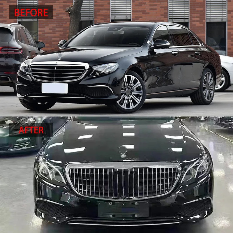 Auto Styling Middle Grille For Mercedes-Benz E-class 2016-2020 W213 for Maybach Style ABS Front Bumper Vertical Bar Center Grill