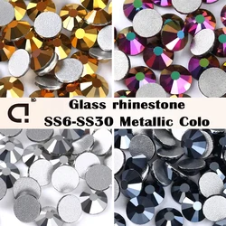 DUCrystal SS16/SS20/SS30 Glue On Flatback Metal Rhinestone Non Hot Fix Glass Crystals for Wedding Dress Garment DIY Crafts
