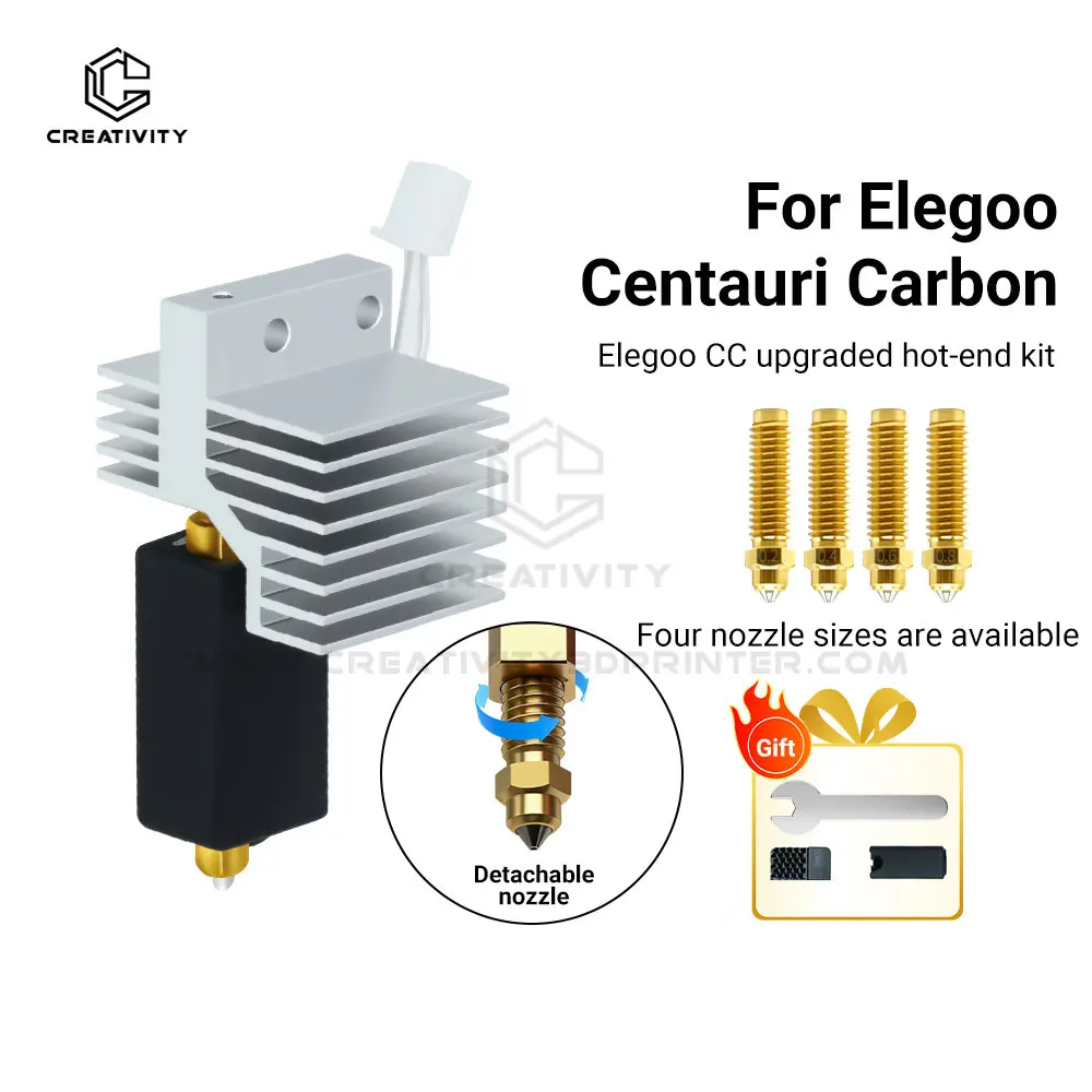 

New Arrival Elegoo Centauri CC Hotend Upgrade Kit Complete Assembled Multi-Size Nozzle Set 0.2/0.4/0.6/0.8mm For Centauri Carbon