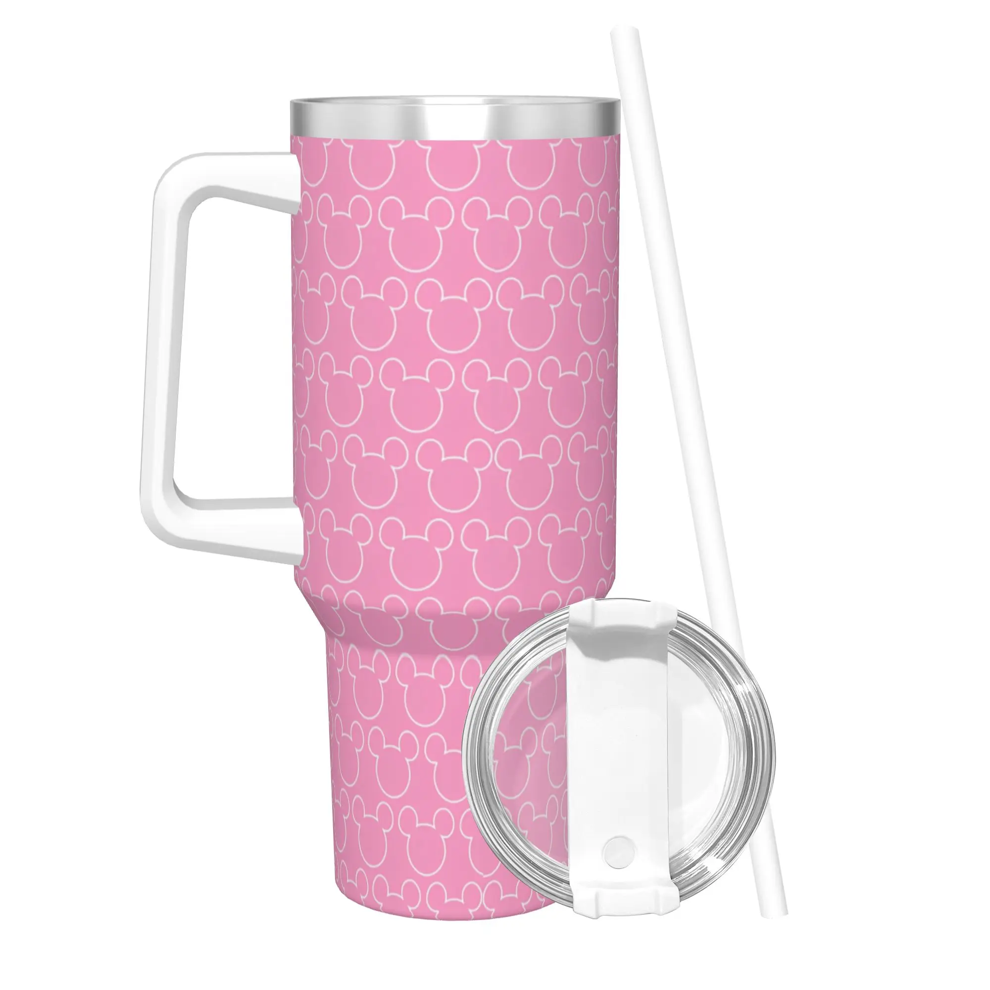 

Stainless Steel Tumbler Pink Cartoon Minnie Mouse Coffee Mug Mickey Mouse Keep Heat Hot Drinks Mugs Cup Beach Water Bottle