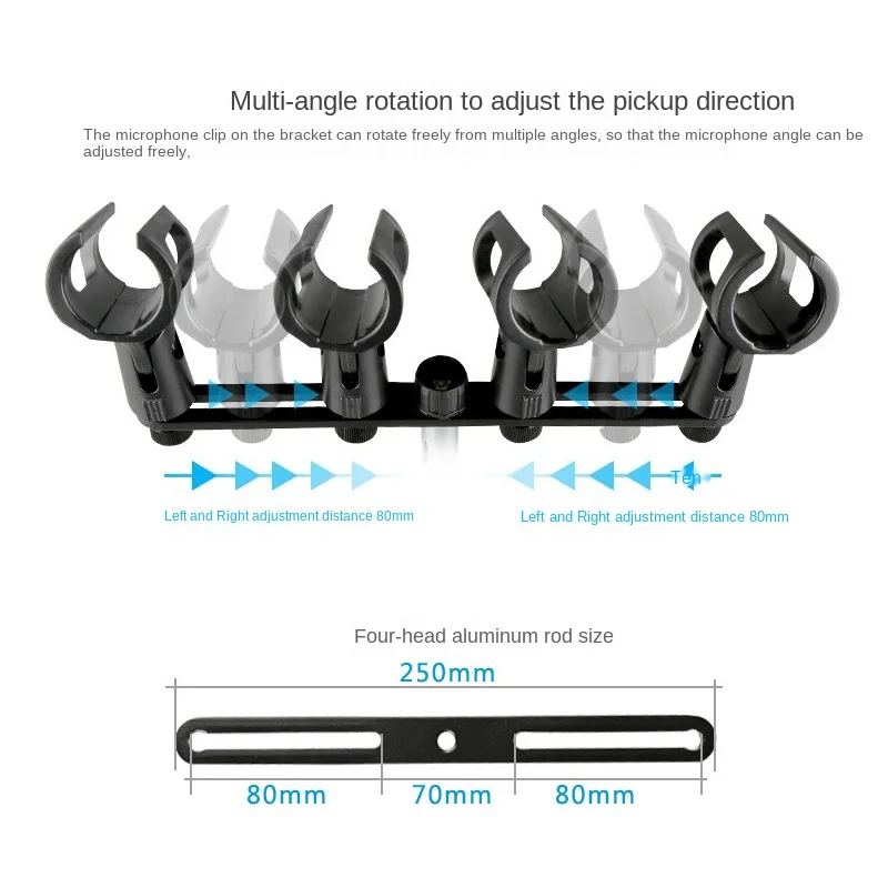 A16 and A18 Microphone Microphone Double-head Four-head Clip Aluminum Rod Microphone Accessories