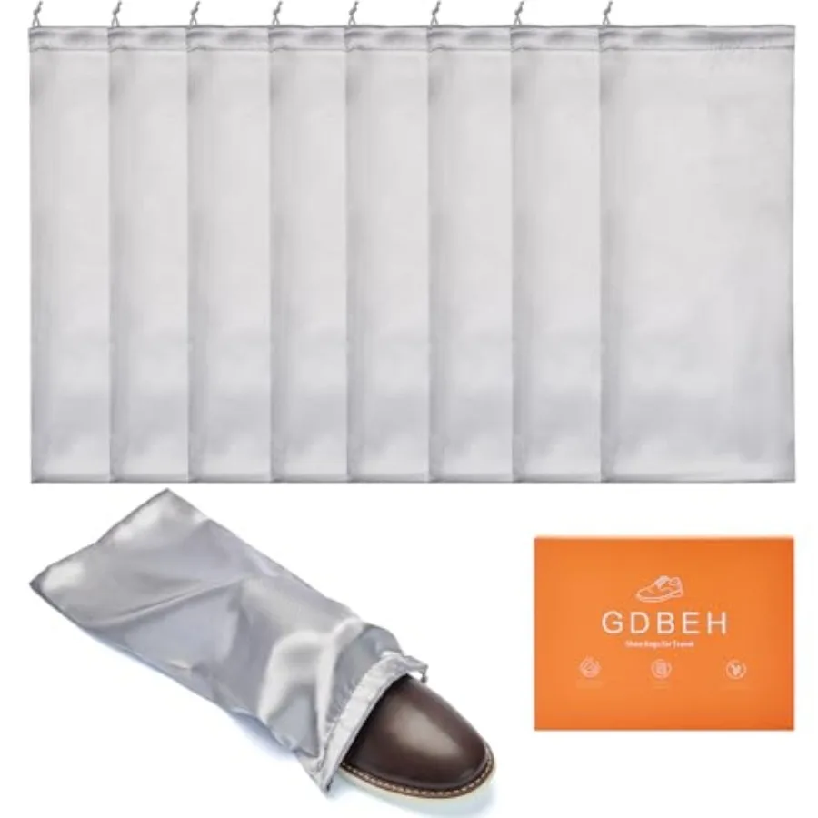 

Shoe Dust Bags - 8 Pack Shoe Bags for Travel Satin Fabric with Drawstring Closure, Washable Breathable Cotton Fabric Cloth, for