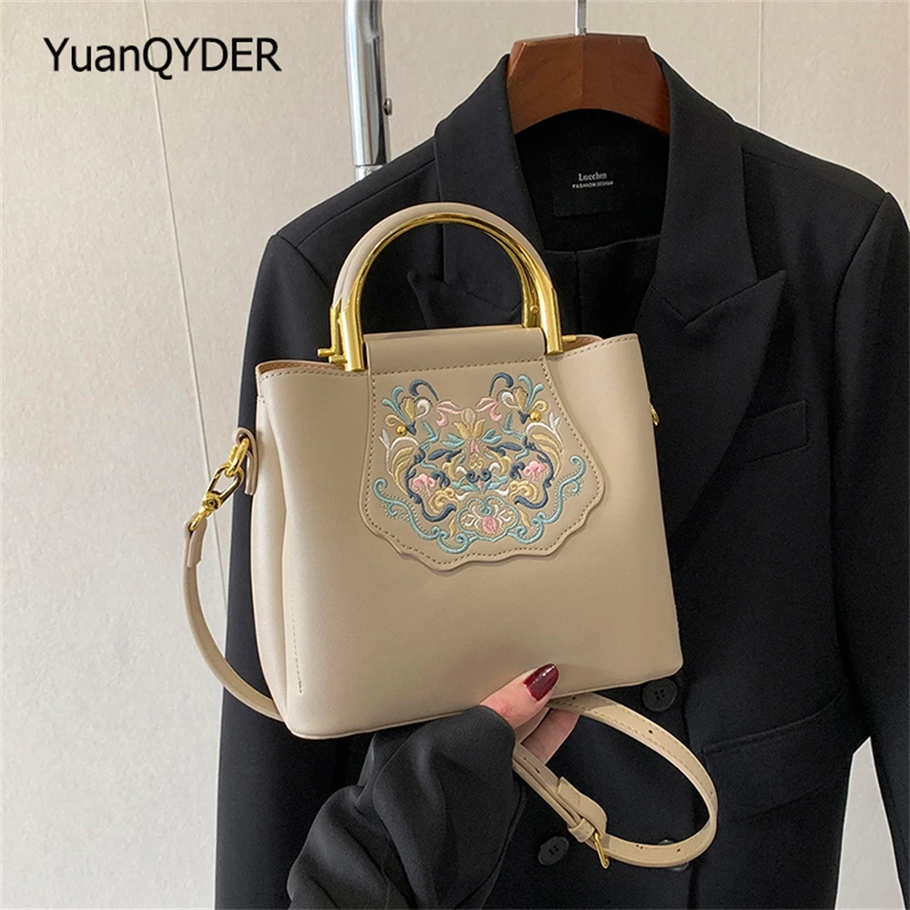 

Embroidery Design Ladies Handbag Solid Color New Ladies Shoulder Bag Luxury Designer High Quality Leather Women Crossbody Bags