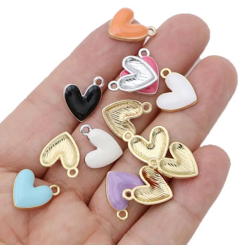 10Pcs Silver Plated Enamel Red Heart Charms Pendant for Jewelry Making Earrings Bracelet Necklace Accessories DIY Findings - AliExpress 36 - Image 5