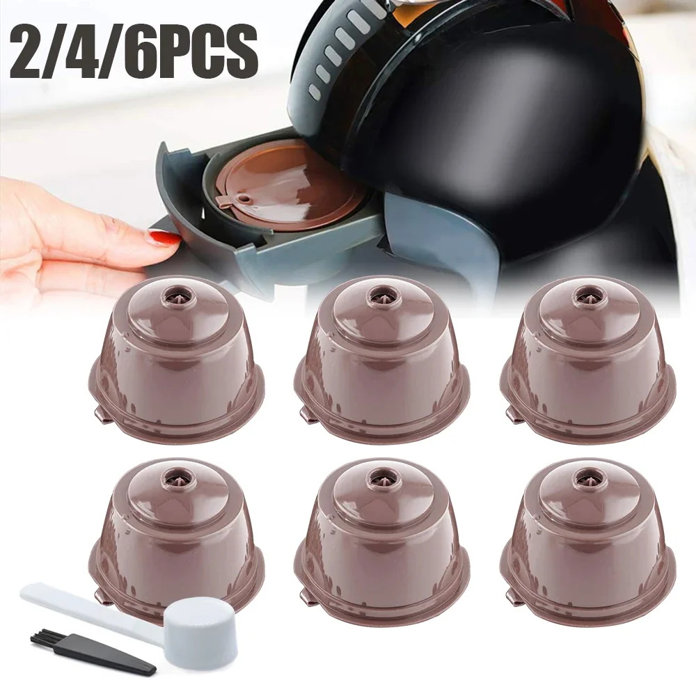 Reusable Coffee Capsule Filter Cup Refillable Caps Spoon Brush Filter for Nescafe Dolce Gusto Baskets Pod Soft Taste Sweet Milk