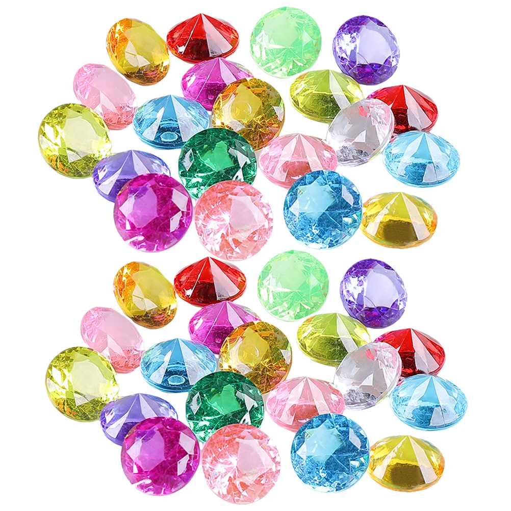 60pcs Diving Gems Toys Acrylic Fake Diamond DIY Pirate Treasure Sparkling Gem Toys Pool Gemstones Jewelry photo props