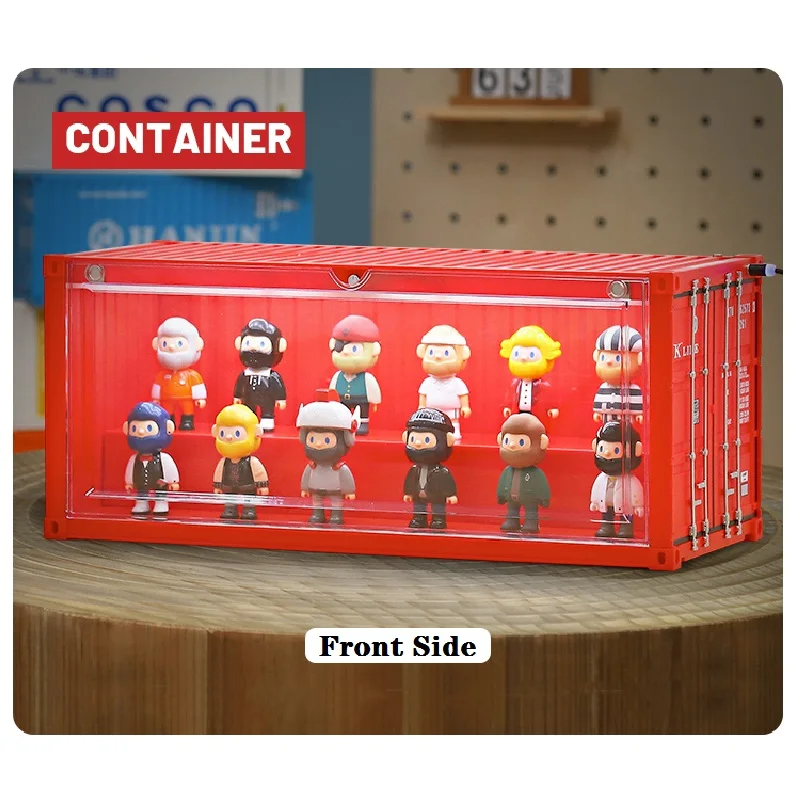 20 Foot Container Display Storage Blind Dustproof Box Transparent with LED Light Show Case Pop-mart Toy Figure Doll Handmade