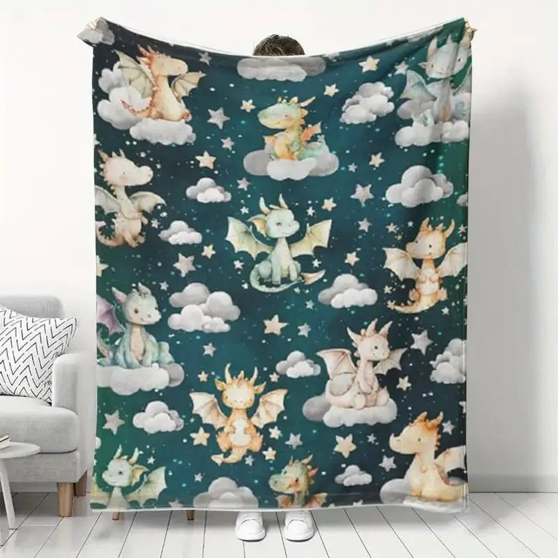

Cute Baby Dragon Starry Sky Blanket - Whimsical Fantasy-Themed Soft Throw Blanket for Cozy Kids Bedroom Decor