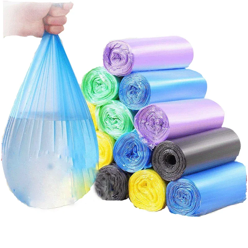 100pcs Thick Large Color Classification Flat Mouth Garbage Bags Household Disposable 5 Rolls Plastic Garbage Bags