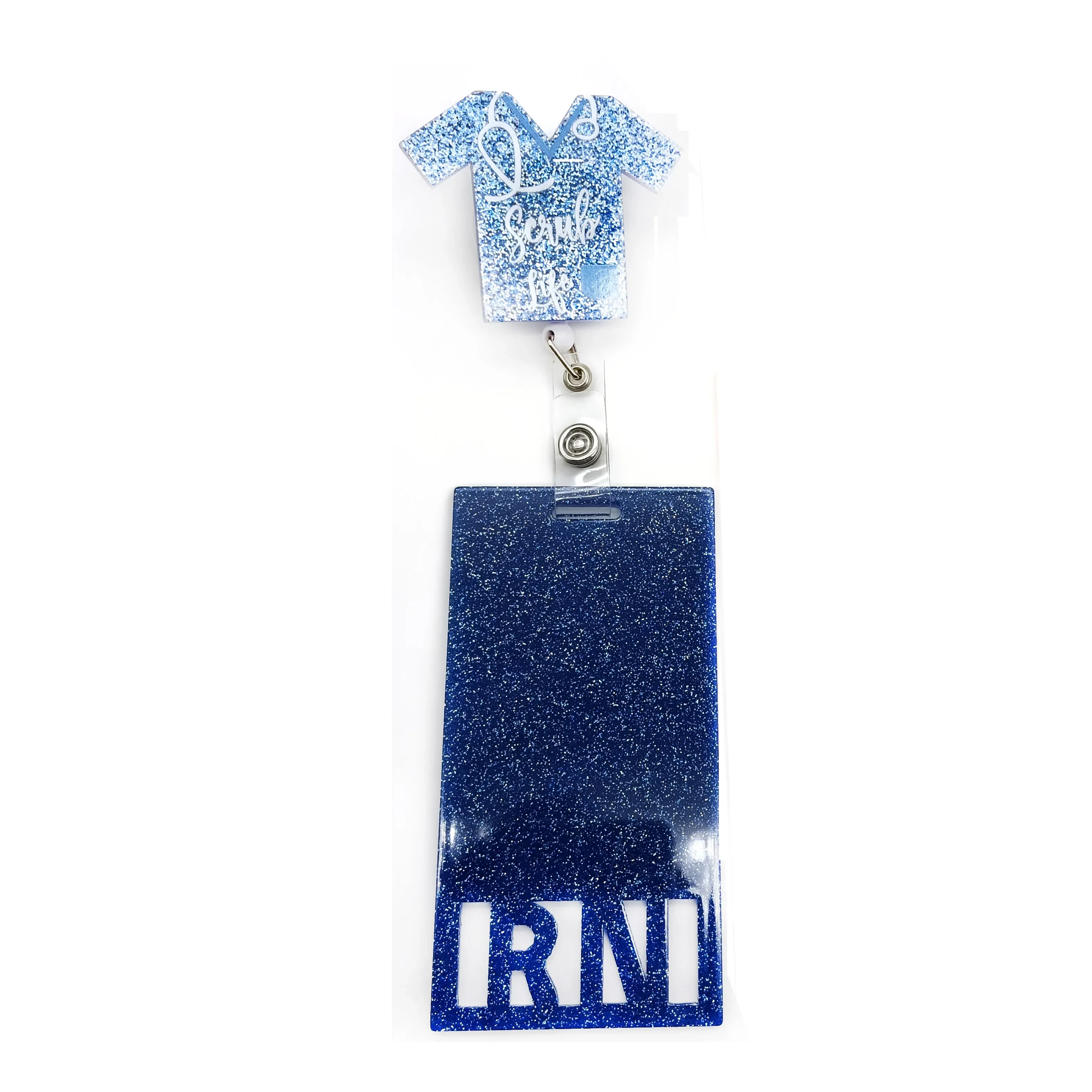 Acrylic T-shirt Scrub Life Nursing Scrubs Glitter Acrylic Badge Holder Accessories Customize Clothes Badge Buddy Set