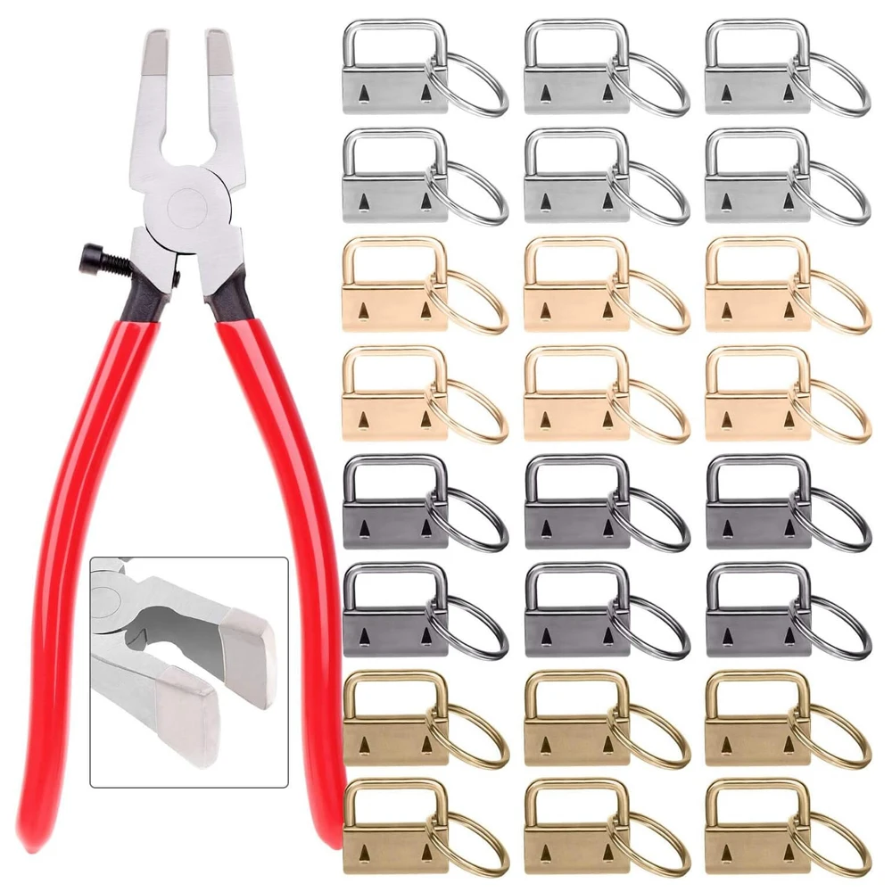 

8PCS 1" 25mm Key Fob Hardware with 1Pcs Key Fob Pliers for Wristlet Key Chain Making Hardwares Supplies for Bags Lanyard Strap