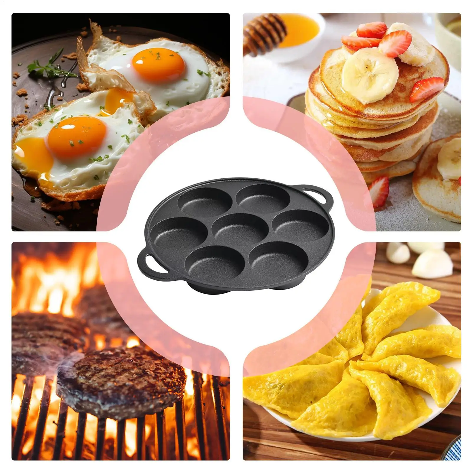 Cast Iron Pancake Pan Nonstick Cast Iron Frying Pan Nonstick Tool Cooking Tool For BBQ Breakfast Camping Crepe Steak Pizza