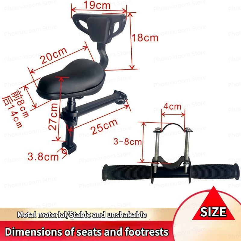 Folding Bicycle Child Seat with Backrest Thickened Cushion Bike Saddle Electric Bicycle Child Seat with Foot Pedal