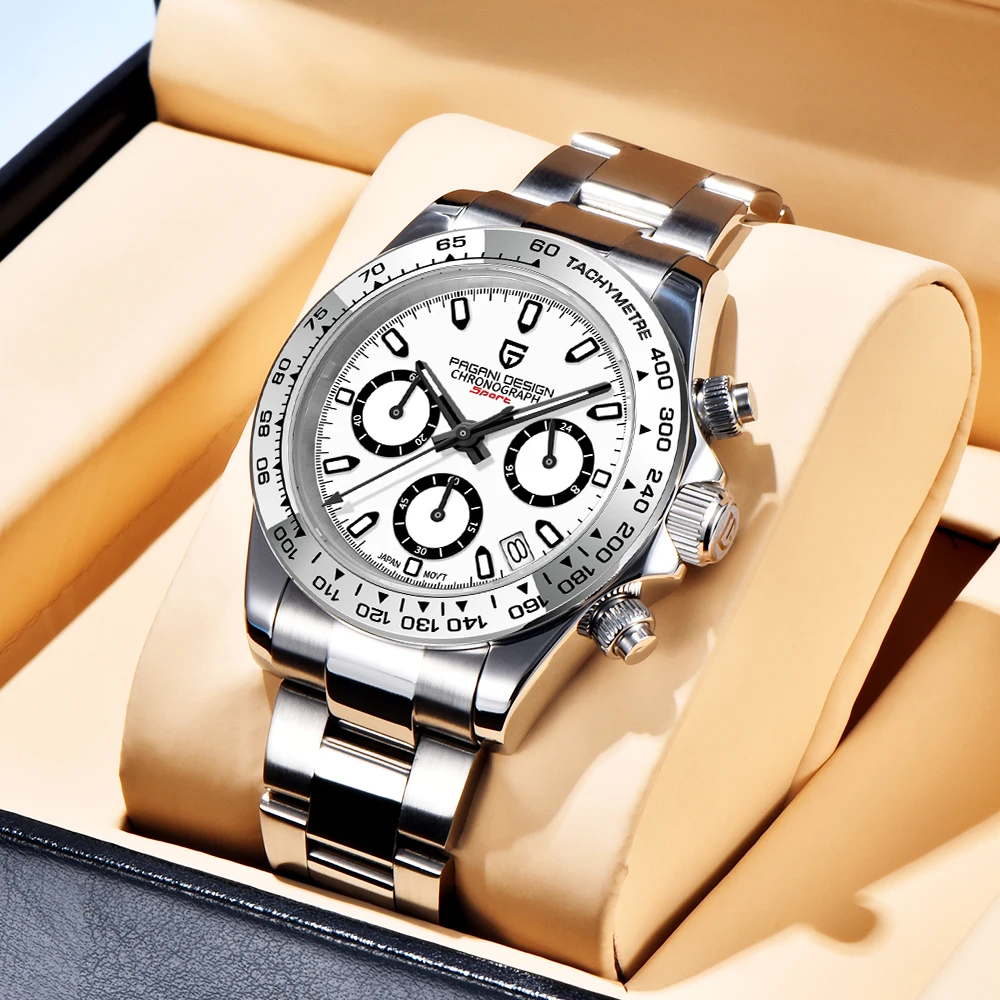 

PAGANI DESIGN 40MM Timing Code Watch VK63 Quartz Watch Stainless Steel Sports Waterproof Military Timing Code Watches for Man