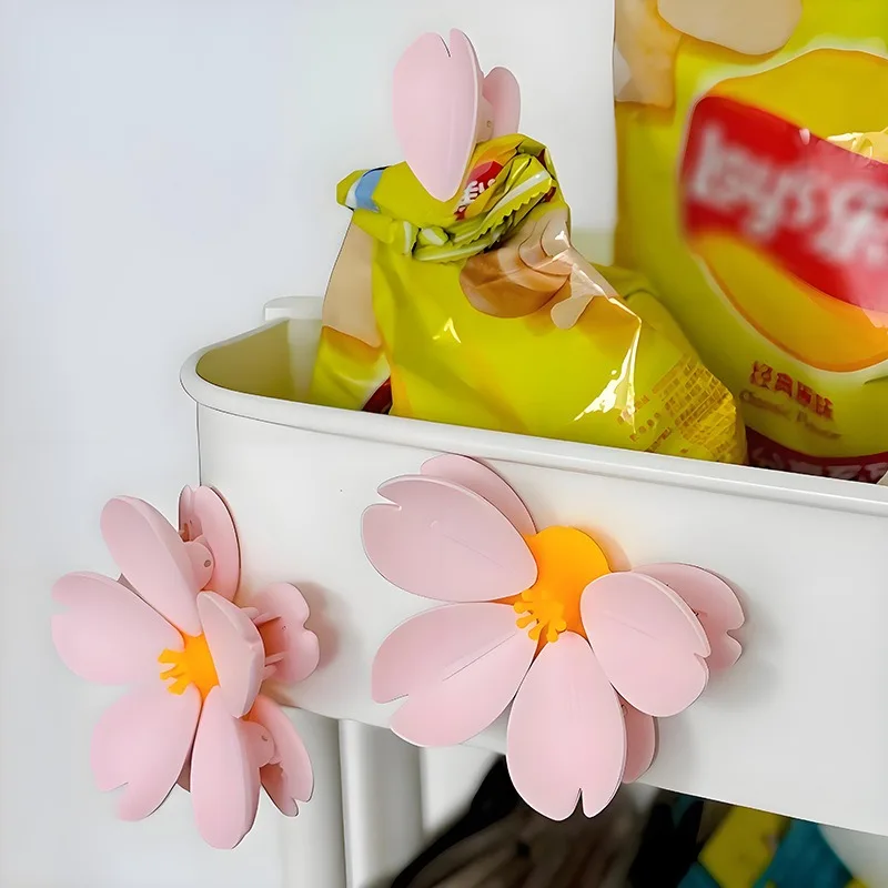 Clip magnetiche Sakura, graziosi clip sigillanti per fiori per sacchetti per alimenti da frigorifero, clip sigillante 2 in 1 a forma di petalo e magnete da frigorifero