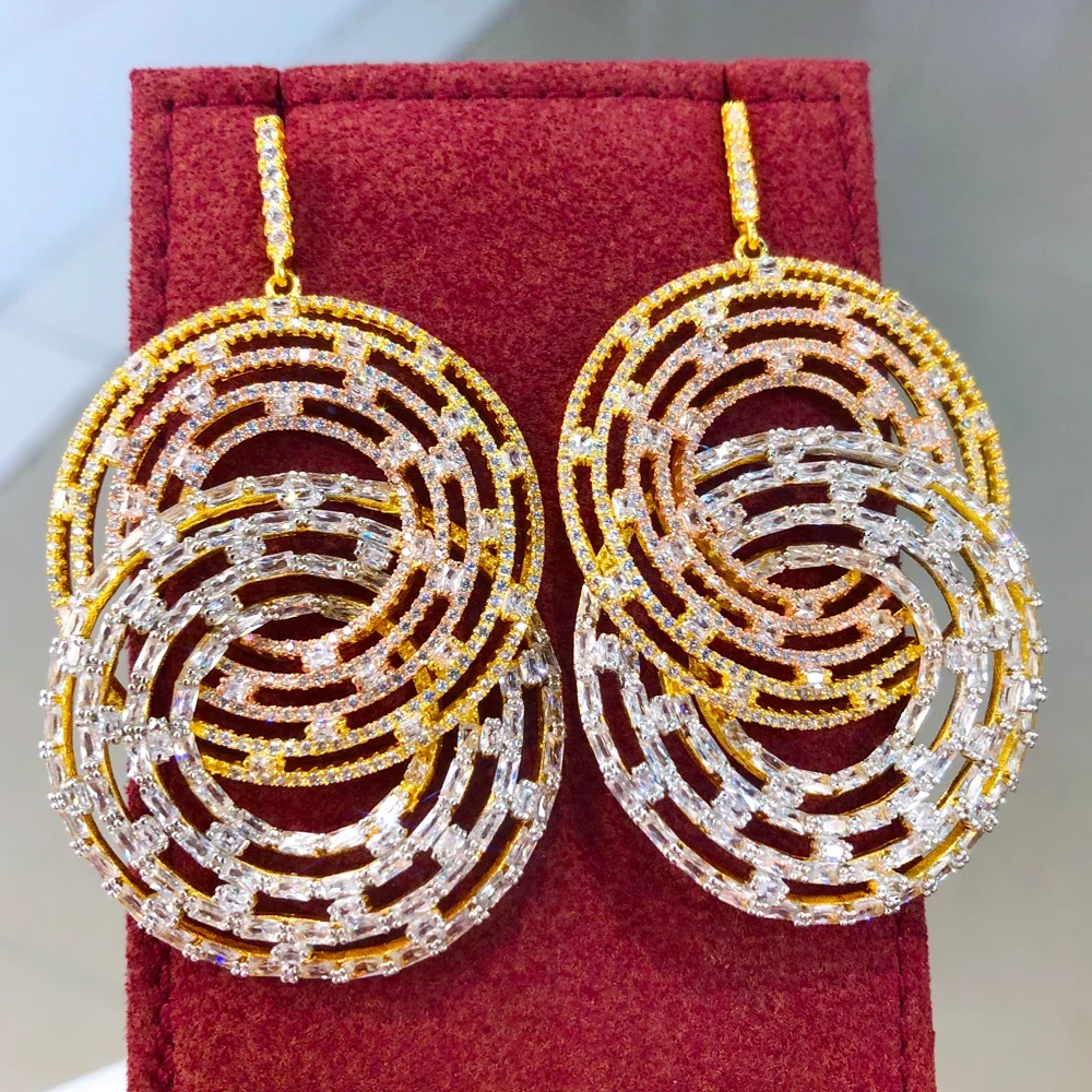 

Kellybola New Luxury Square Pendant Earrings For Women Bridal Dangling Earrings Party Wedding Rhinestone Fashion Jewelry Gifts